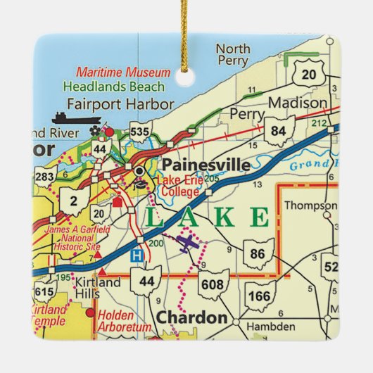 Painesville Ohio Map Keramisch Ornament (Achterkant)