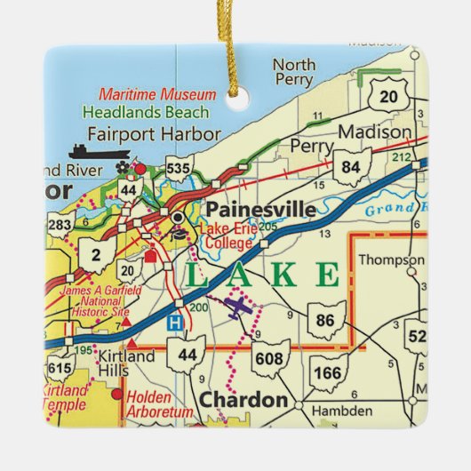Painesville Ohio Map Keramisch Ornament (Voorkant)