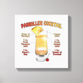 PAINKILLER Cocktail Recipe Art 12 x 12" Canvas Afdruk
