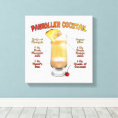 PAINKILLER Cocktail Recipe Art 12 x 12" Canvas Afdruk (Insitu (Houten vloer))
