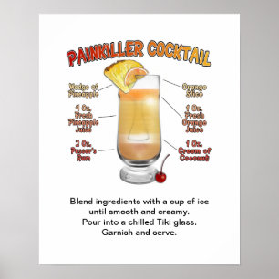 PAINKILLER Cocktail Recipe Art 16"x20" Poster