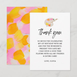 Painparty 1e verjaardag Dank u Bedankkaart