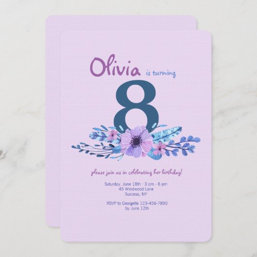 Painsies in roze uitnodiging (Voorkant / Achterkant)