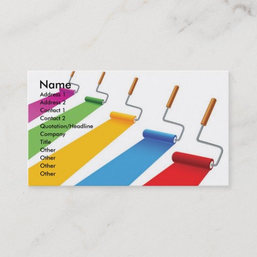 Paint1, Naam, Adres 1, Adres 2, Contact 1, ... Visitekaartje (Voorkant)