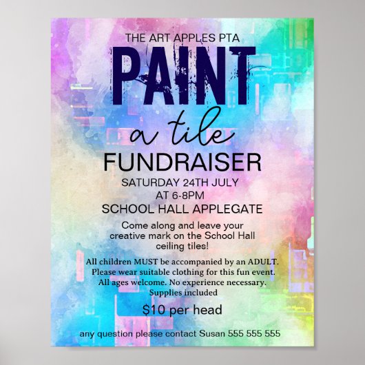 Paint a tile fundraiser PTA PTO Poster (Voorkant)