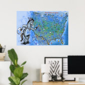 Paint America Blue Poster (Thuiskantoor)