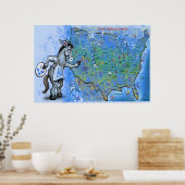 Paint America Blue Poster (Keuken)