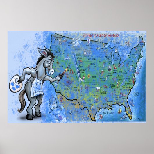 Paint America Blue Poster (Voorkant)