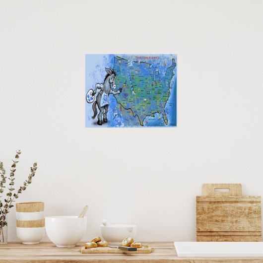 Paint America Blue Poster (Keuken)