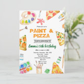 Paint and Pizza theme invite Kaart (Staand voorkant)