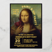 Paint and Sip Birthday Party Folie Uitnodiging (Voorkant)