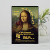 Paint and Sip Birthday Party Folie Uitnodiging (Staand Voorkant)