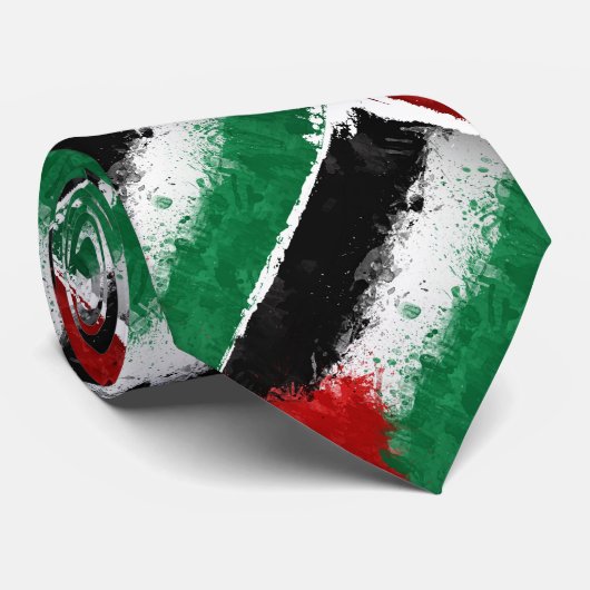 Paint Art Grunge Palestine Flag Stropdas (Opgerold)