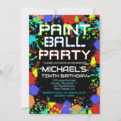 Paint Ball Birthday Party Invitation Kaart (Voorkant)