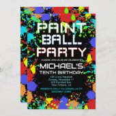 Paint Ball Birthday Party Invitation Kaart (Voorkant / Achterkant)