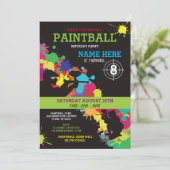 PAINT BALL PAINTBALL INVITE KIDS BIRTHDAY PARTY KAART (Staand voorkant)