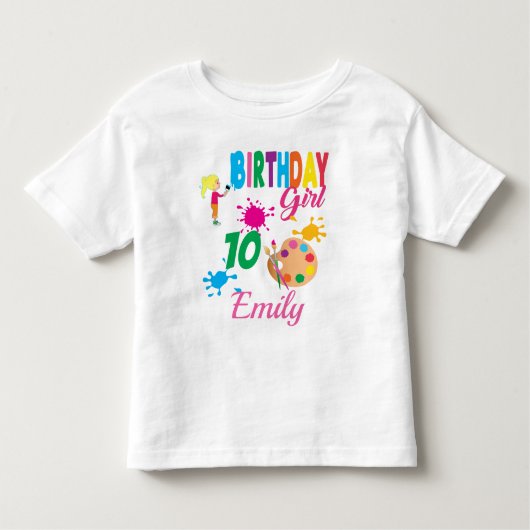 Paint Birthday Art Creëer Party Thema Aangepast  Kinder Shirts (Voorkant)