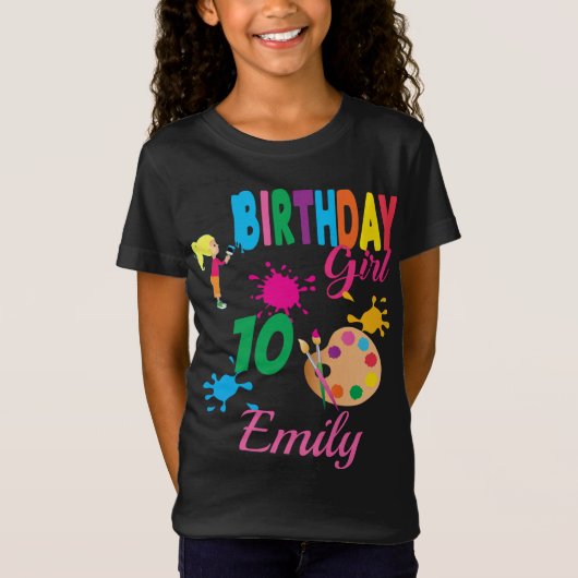 Paint Birthday Art Creëer Party Thema Aangepast T-shirt (Voorkant)