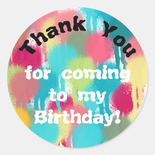 Paint Birthday Bedankt Ronde Sticker (Voorkant)