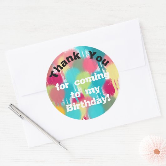 Paint Birthday Bedankt Ronde Sticker (Envelop)