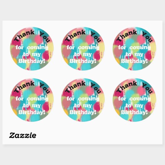 Paint Birthday Bedankt Ronde Sticker (Vel)