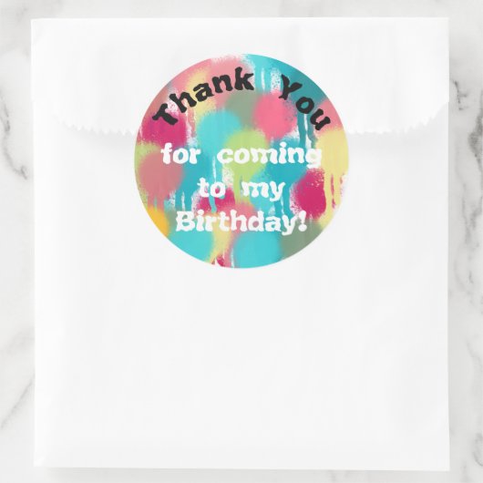 Paint Birthday Bedankt Ronde Sticker (Tas)