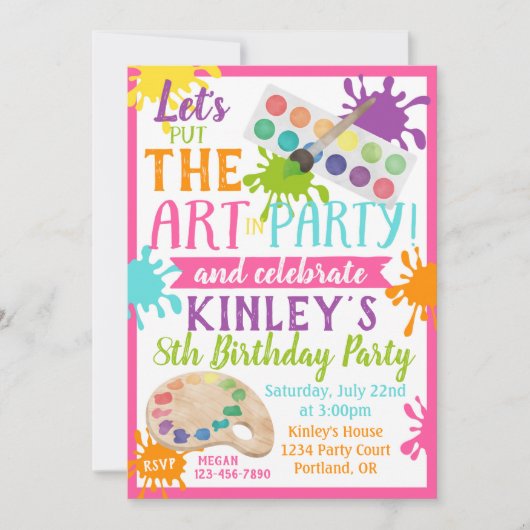 Paint BIrthday-uitnodiging Kaart (Voorkant)