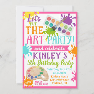 Paint BIrthday-uitnodiging Kaart