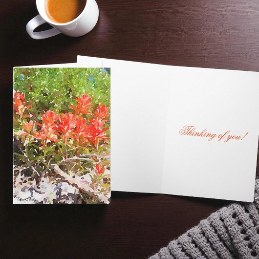 Paint Brush Flower Waterverf Persoonlijke Groet Kaart