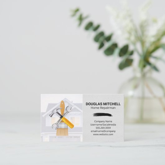 Paint Brush Hammer WFrench | Huishoudelijke woning Visitekaartje (Staand voorkant)