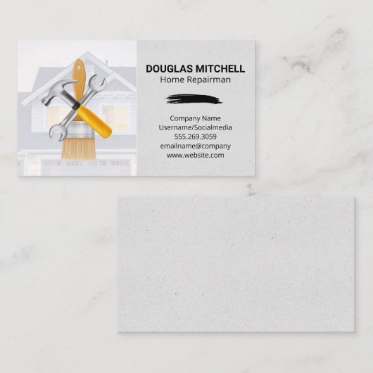Paint Brush Hammer WFrench | Huishoudelijke woning Visitekaartje (Voorkant / Achterkant)