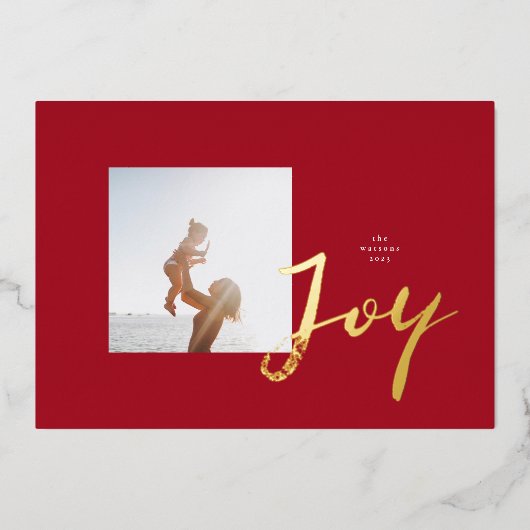 Paint Brush JOY | Foto Lijst | Minimalistische LIE Folie Feestdagenkaart (Voorkant)