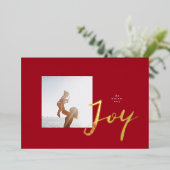 Paint Brush JOY | Foto Lijst | Minimalistische LIE Folie Feestdagenkaart (Staand Voorkant)