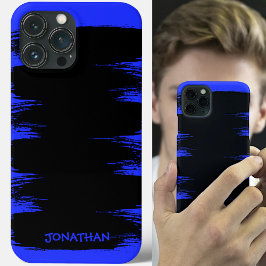 Paint Brush Lijn Aangepaste naam Zwart Blauw Koel Case-Mate iPhone Case