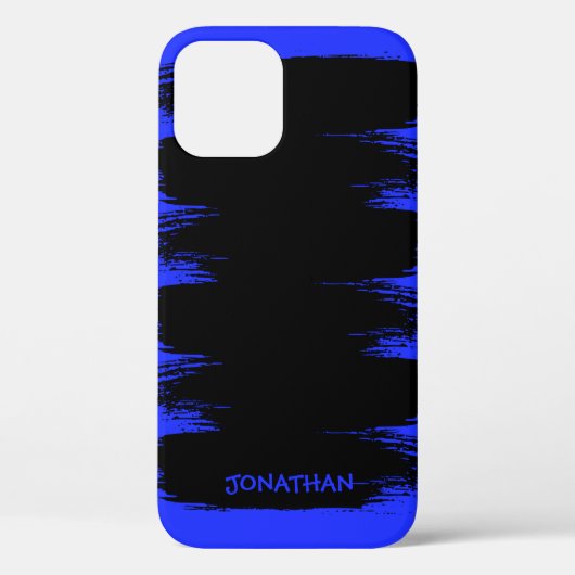 Paint Brush Lijn Aangepaste naam Zwart Blauw Koel Case-Mate iPhone Case (Achterkant)