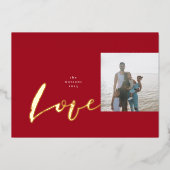 Paint Brush LOVE | Foto Lijst | Minimalistische vr Folie Feestdagenkaart (Voorkant)