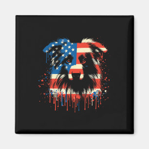 Paint Drip Australian Shepherd Amerikaanse Vlag 4 Magneet
