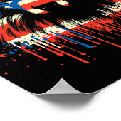 Paint Drip Australian Shepherd Amerikaanse Vlag 4 Poster (Hoek)