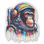 Paint Drip Chimpansee Astronaut Sticker (Voorkant)