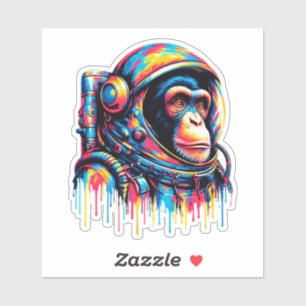 Paint Drip Chimpansee Astronaut Sticker