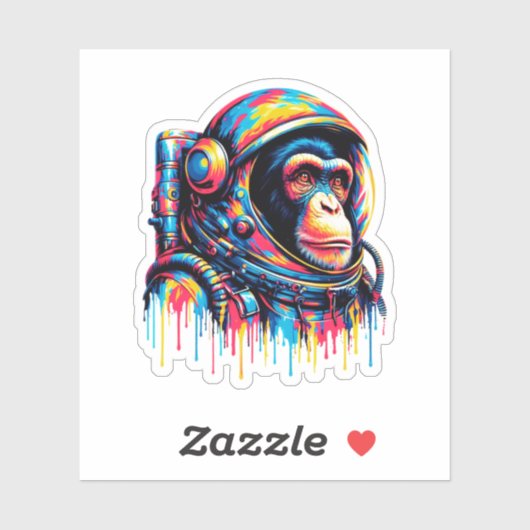 Paint Drip Chimpansee Astronaut Sticker (Vel)