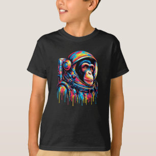 Paint Drip Chimpansee Astronaut T-shirt