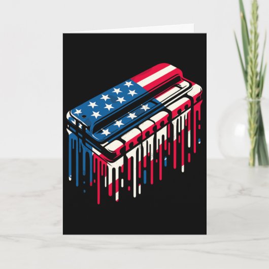 Paint Drip Harmonica Amerikaanse Usa Vlag 4 Juli Kaart (Voorkant)