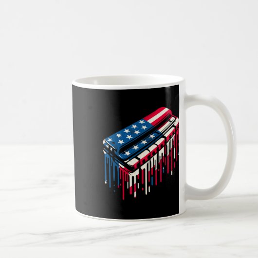 Paint Drip Harmonica Amerikaanse vlag 4 juli Koffiemok (Rechts)