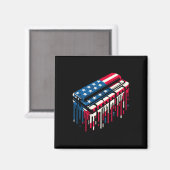 Paint Drip Harmonica Amerikaanse Vlag 4 Juli Magneet (Voorkant / Achterkant)