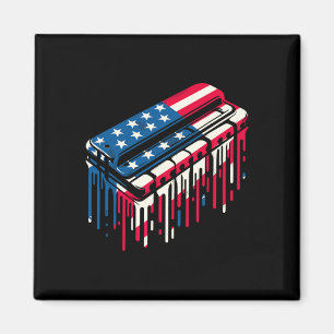 Paint Drip Harmonica Amerikaanse Vlag 4 Juli Magneet