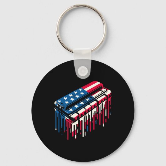 Paint Drip Harmonica Amerikaanse vlag 4 juli Sleutelhanger (Voorkant)