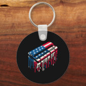 Paint Drip Harmonica Amerikaanse vlag 4 juli Sleutelhanger (Voorkant)