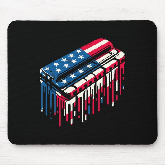Paint Drip Mondharmonica Amerikaanse Vlag 4 juli Muismat (Voorkant)