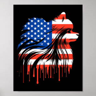 Paint Drip Pomeranian Amerikaanse Usa Vlag 4 juli Poster